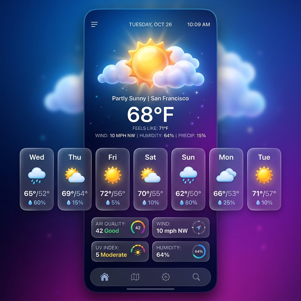 Weather Intel - Flutter real-time weather app with REST API integration by Md Rounaq Ali
